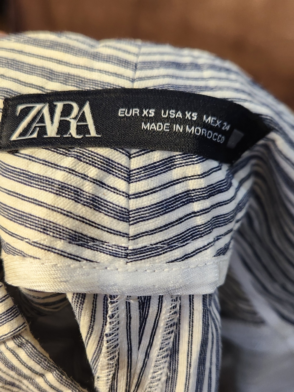 ZARA Blue White Striped High-Waist Shorts – Size XS - Picture 6 of 7